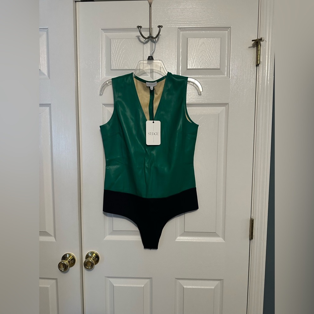 NWT S’EDGE APPAREL faux leather bodysuit